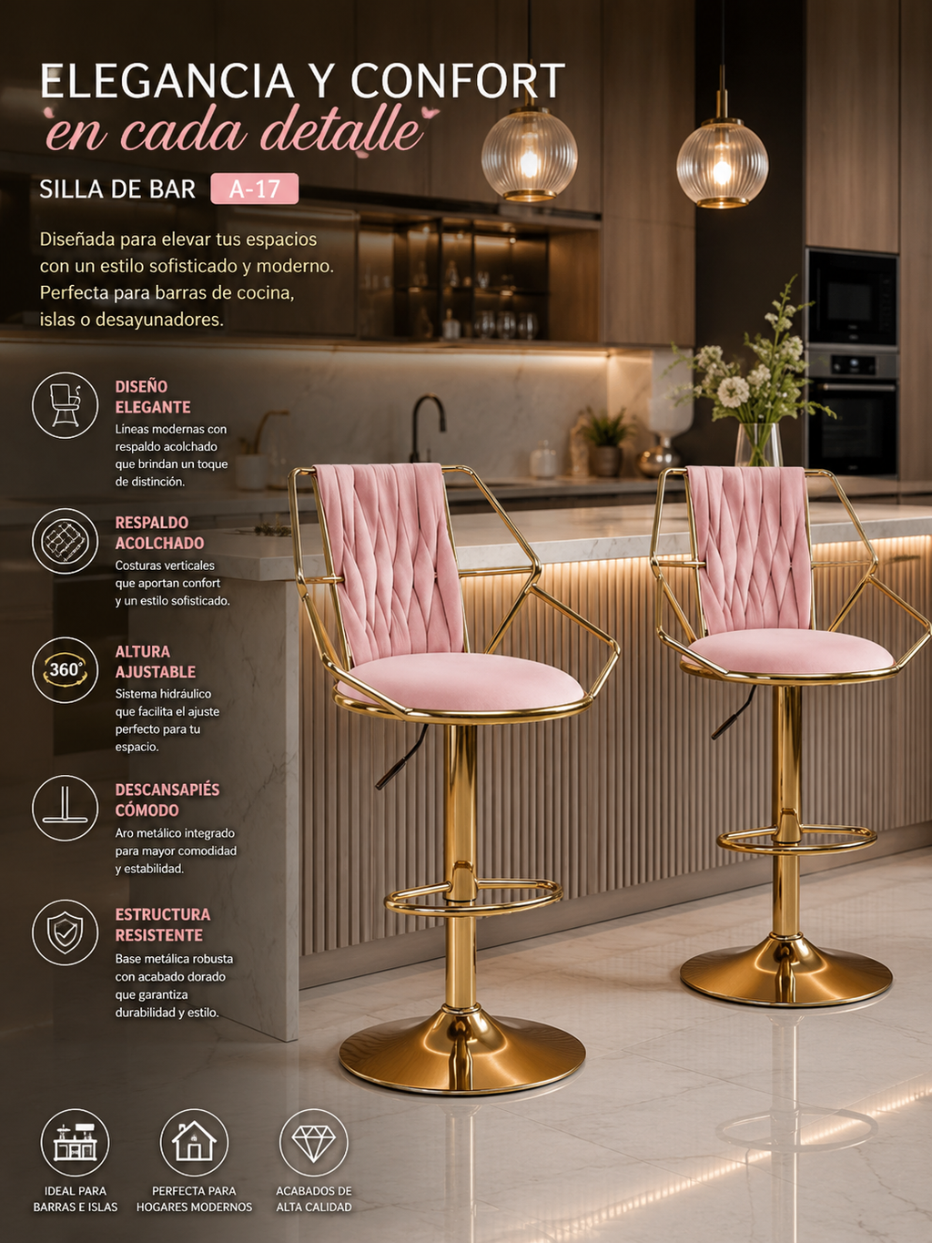 Silla desayunadora de lujo o de bar