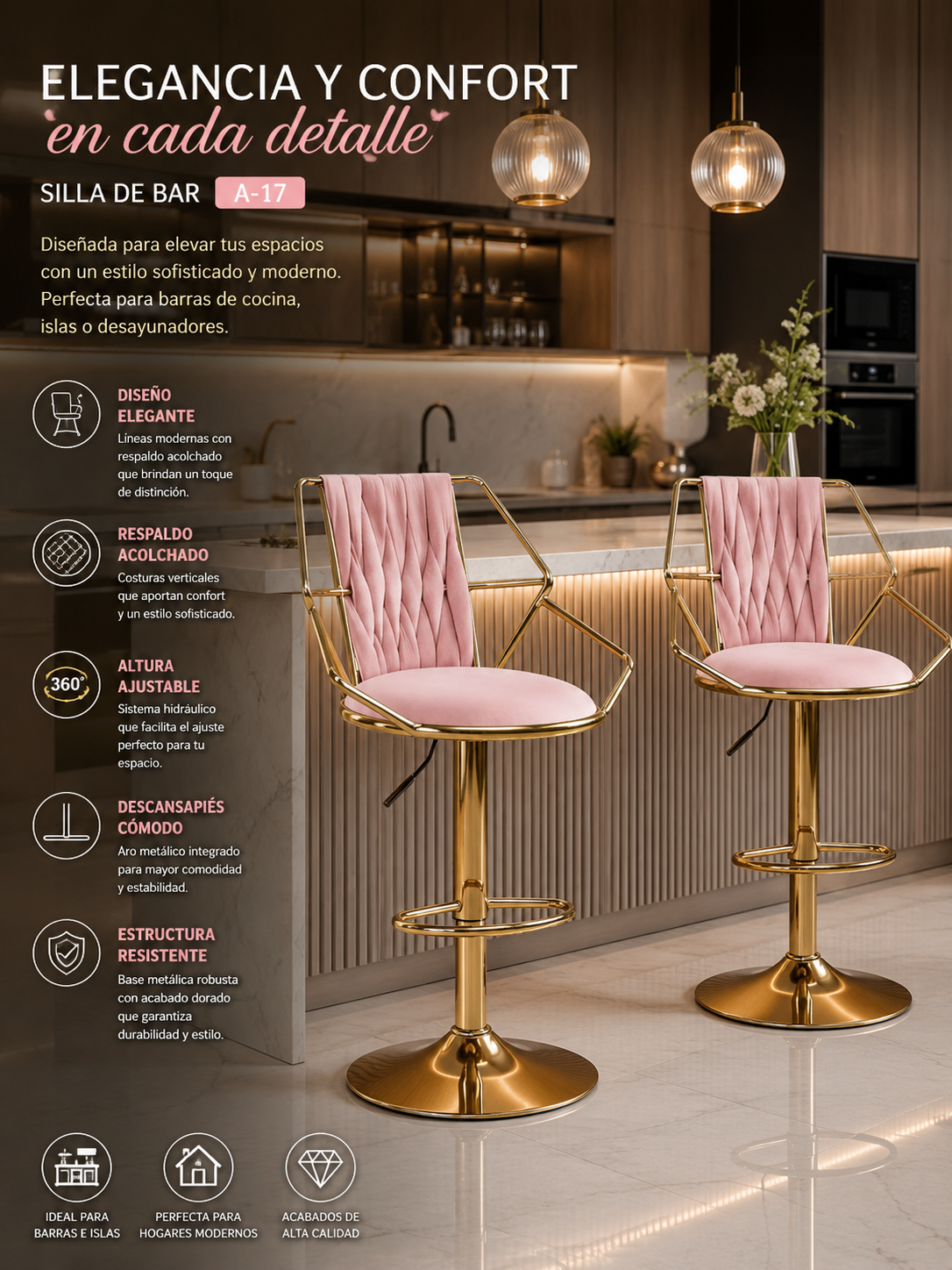 Silla desayunadora de lujo o de bar