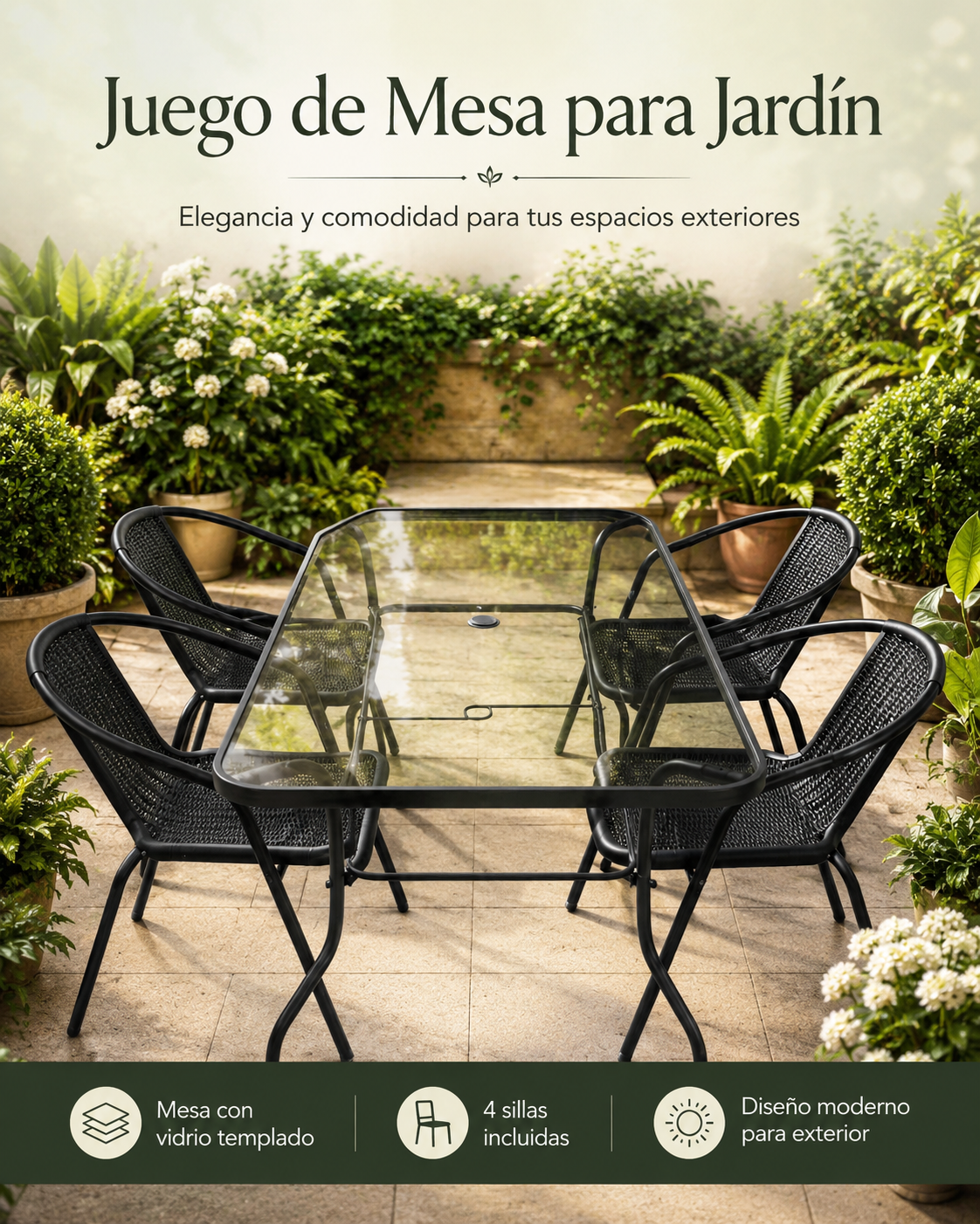 Mesa de jardín en juego
